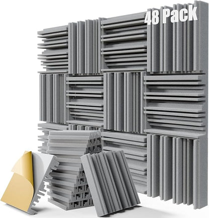 48 Pack Sound Proof Foam Panels, Decorative Soundproof Wall Panels Sound by ZELMINE