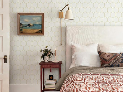 Beige and Gold Wallpaper Geometric Peel and Stick Wallpaper - Image 5