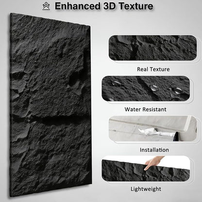 3D Faux Stone Wall Panels, Cement Texture Thicker Accent - Image 3