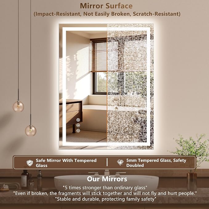 24x32 Inch LED Lighted Bathroom Mirror - Image 4