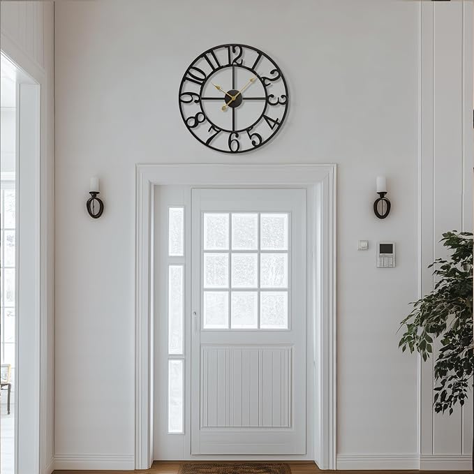 Cuspin Large Wall Clock, 24 Inch Black Clocks - Image 3