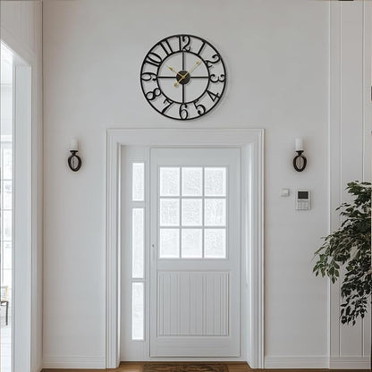 Cuspin Large Wall Clock, 24 Inch Black Clocks - Image 3