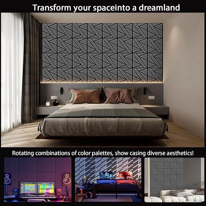 12 Pack Large Self-Adhesive Soundproof Wall Panels, 15.7 x 15.7 x 0.47in Sound - Image 4