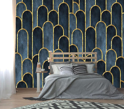 XMPMBM-Gold Geometrical Textured Fabric Wallpaper Abstraction Dark line Living by XMPMBM-Wallpaperthatwontpeeloff