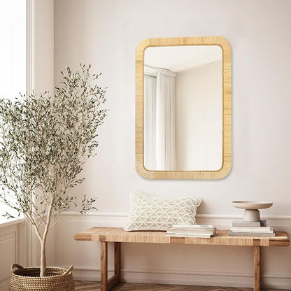 PERFNIQUE Rattan Mirror, Decorative Wall Nursery Decor, Rustic Farmhouse - Image 3