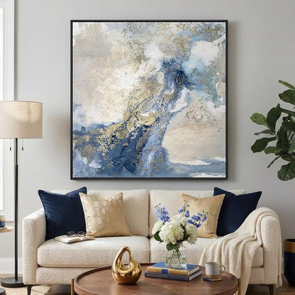 Extra Large Framed Blue Abstract Wall Art - Image 5