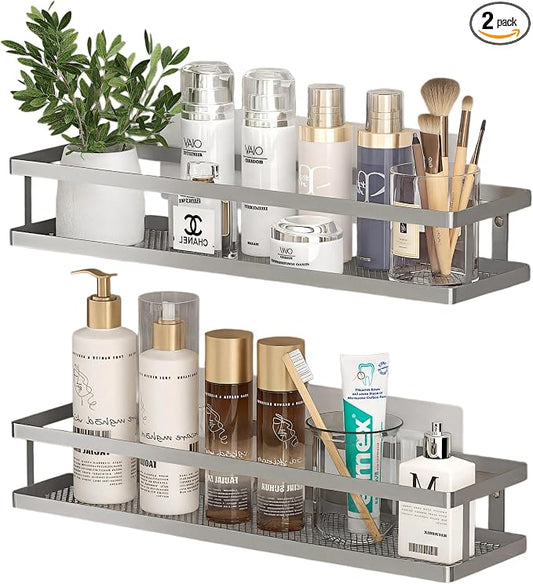 PUSDON 2-Pack 16.5" Extra Long Slim Shower Caddy, Adhesive Wall Mount Bathroom by PUSDON