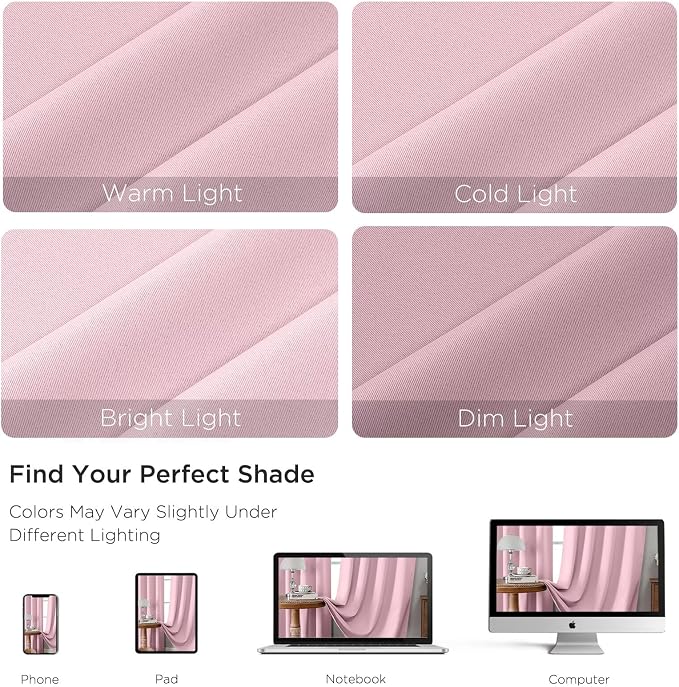 CUCRAF Light Pink Blackout Curtains 84 inch Length 2 Panels Set, Rod Pocket - Image 4
