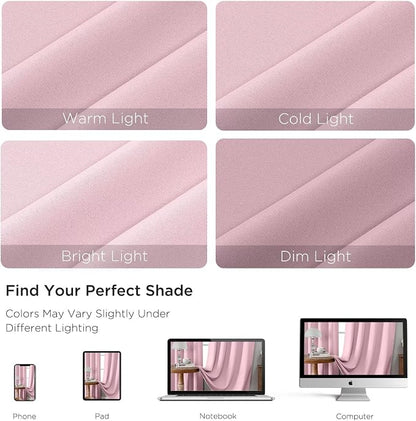 CUCRAF Light Pink Blackout Curtains 84 inch Length 2 Panels Set, Rod Pocket - Image 4