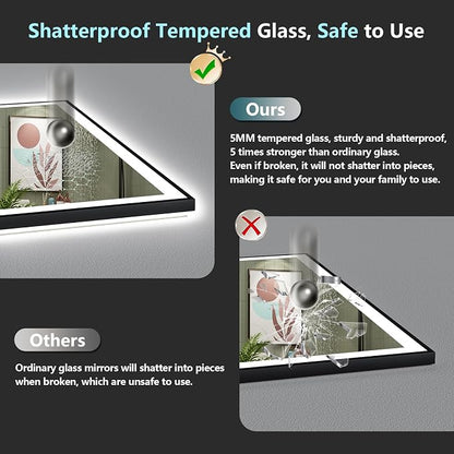 48x32 Black Framed LED Bathroom Mirror - Image 8
