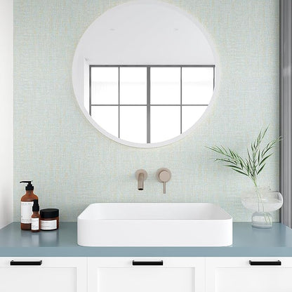 VEELIKE Blue Gold Grasscloth Peel and Stick Wallpaper 15.7''x118'' - Image 4