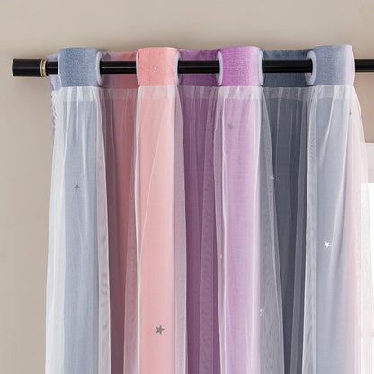 XiDi Curtains for Bedroom Decor, Rainbow GreyPinkPu-34-96 - Image 2