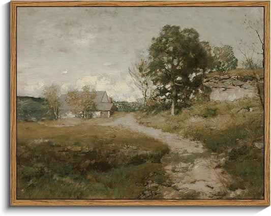 InSimSea Framed Canvas Wall Art Vintage Decor, Room Decor Rural Path Landscape by InSimSeaArt