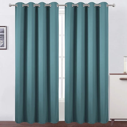 LEMOMO Sea Teal Thermal Blackout Curtains/52 x 108 Inch/Set of 2 Panels Room by Lemomo