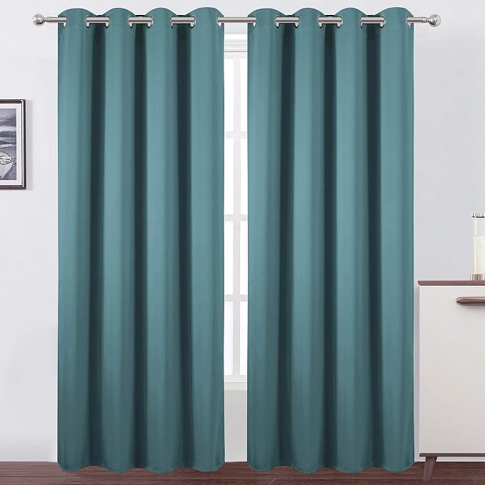 LEMOMO Blackout Curtains 66 x 95 inch/Sea Teal Curtains Set of 2 Panels/Thermal by Lemomo