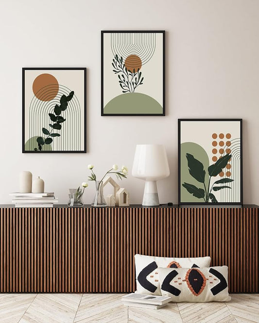 PHOPAGO Boho Plant Wall Art Green Botanical Bohemain Framed Wall Printing - Image 2