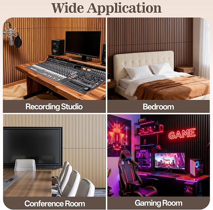 6 Pack Wood Panels for Wall, 47.24" x 12.79" Acoustic Wood Slat Wall Panel for - Image 6