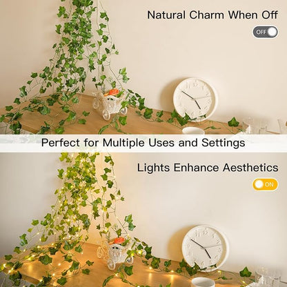 suddus Vine with Fairy Lights Battery Operated, 33ft 100 LED Ivy String Lights - Image 3