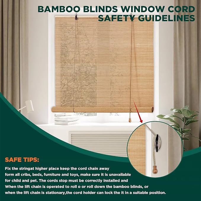 Bamboo Blinds for Interior Windows Easy to Install Bamboo Shades for Indoor - Image 4