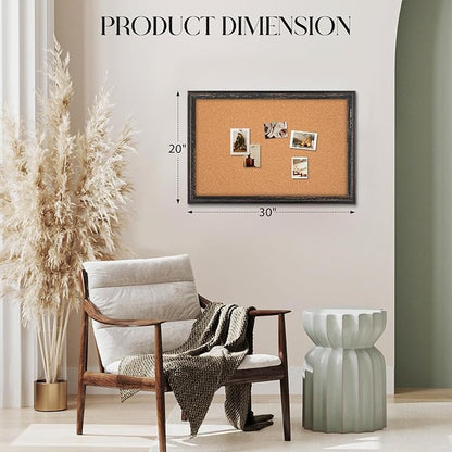 Cork Board Bulletin Board, Rustic Black Wooden Frame, Decorative Hanging Pin - Image 5