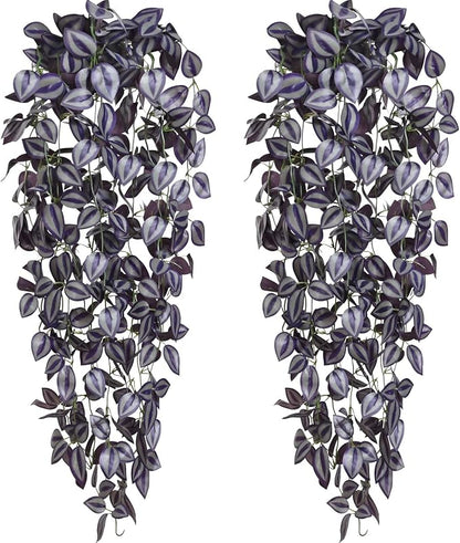 BLEUM CADE Fake Hanging Plants, Faux Deep Purple Vines Hanging Plant by BLEUMCADE