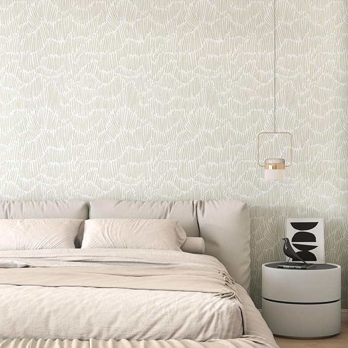 Theper Beige Modern Striped Peel and Stick Wallpaper Boho 17.3"×590" Self - Image 6