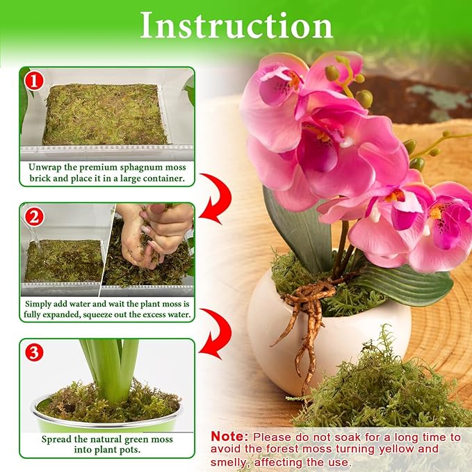 Halatool 1.1LB Green Forest Moss- 25QT Natural Sphagnum Moss for Plants Fluffy Orchid Moss for Orchids Repotting Dried Plant Moss for Potted Plants Indoor & Outdoor