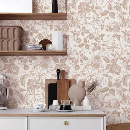 JiffDiff Vintage Peel and Stick Wall Stick，Champagne Wallpaper Rose Removable - Image 4