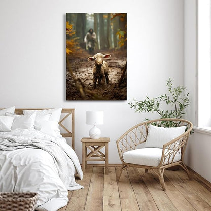 Large wall art for living room Jesus Running After Lost Lamb Picture for home - Image 2
