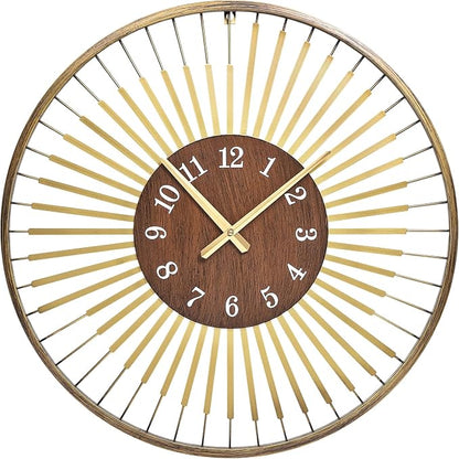 24 Inch Mid-Century Modern Wall Clock, Round Frame Metal Design - Image 8