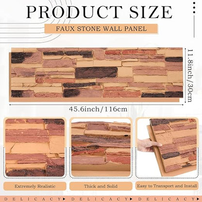 2 Pack Faux Stone Panels Interior 45.6''l x 11.8''h x 0.98''d Faux Siding - Image 2