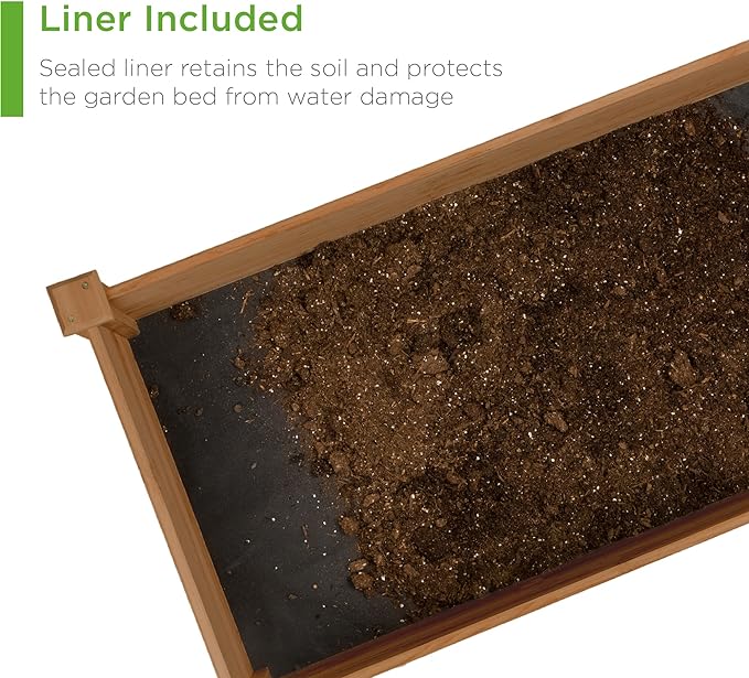 Best Choice Products 8x2ft Outdoor Wooden Raised Garden Bed Planter for Vegetables, Grass, Lawn, Yard - Acorn Brown