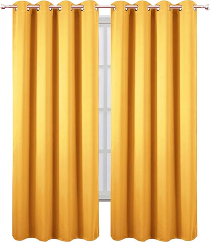 LEMOMO Blackout Curtains 66 x 84 inch/Yellow Curtains Set of 2 Panels/Thermal - Image 2