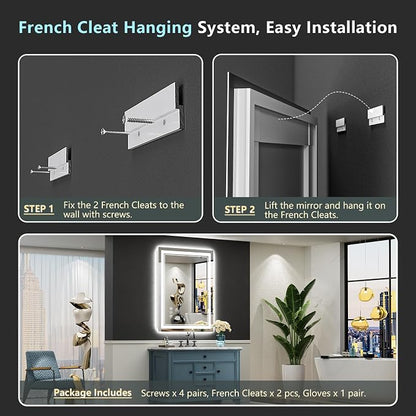 24x30 LED Bathroom Mirror with Lights, Backlit and Front Lit Anti-Fog Lighted - Image 9