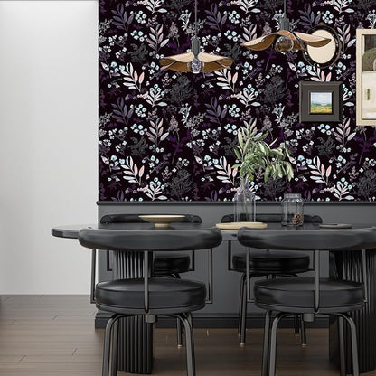 Laatse Vintage Purple Wallpaper Peel and Stick Dark Pink Floral Wallpaper - Image 4