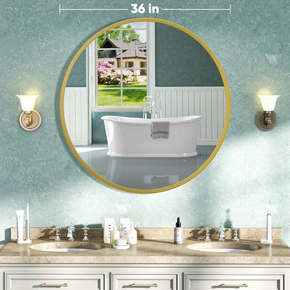 NEWBULIG Round Wall Mirror, 36 Inch Bathroom Mirrors - Image 2