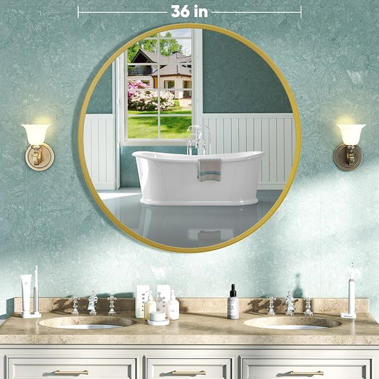 NEWBULIG Round Wall Mirror, 36 Inch Bathroom Mirrors - Image 2