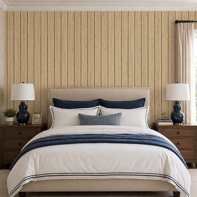 VEELIKE Tan Birch Slat Wall Panels Peel and Stick 3D Wood Grain Wall Panel - Image 4