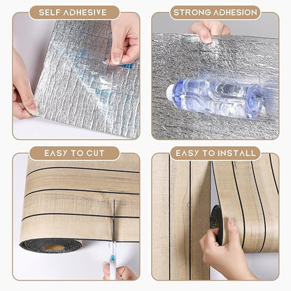 VEELIKE Sand Oak Wood Slat Wall Panels Peel and Stick Faux Wood Panels - Image 8