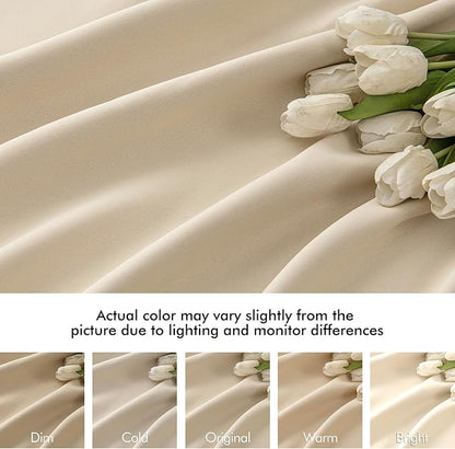 MIULEE Cream Beige Back Tab Light Blocking Curtains 104 Inch Length 2 Panels Set - Image 8