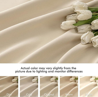 MIULEE Cream Beige Back Tab Light Blocking Curtains 54 Inches Long 2 Panels Set - Image 8