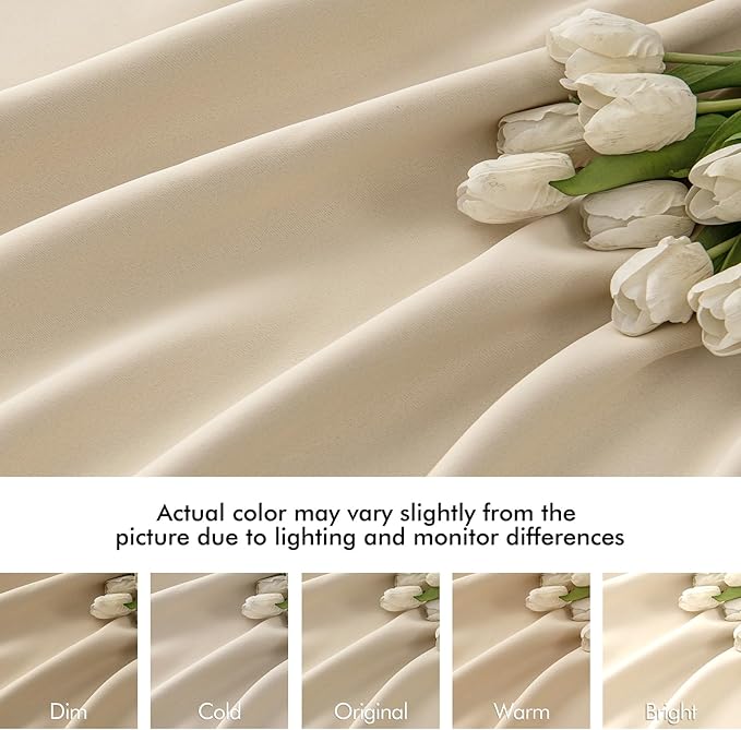 MIULEE Cream Beige Back Tab Light Blocking Curtains 100 Inch Length 2 Panels Set - Image 8