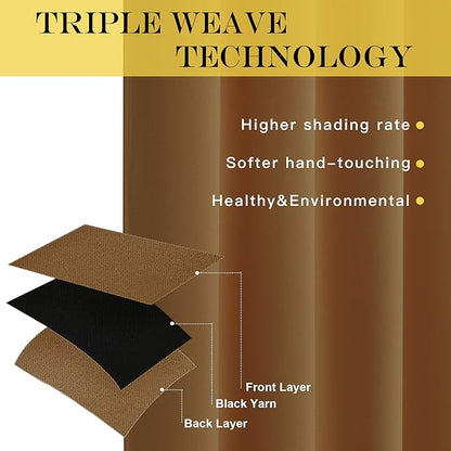 NICETOWN Gold Brown Blackout Curtains 84 inch Length, Grommet Top Room - Image 3