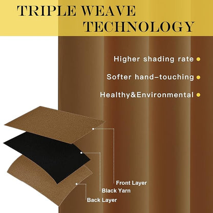 NICETOWN Gold Brown Blackout Curtains - Image 3