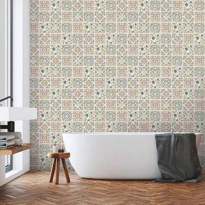 Wudnaye Bohemian Wallpaper Peel and Stick Faux Tile Contact Paper 17”×393” Tile - Image 5
