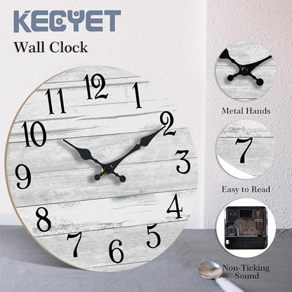 KECYET Wall Clock Battery Operated 12 Inch Gray Silent Non Ticking Country - Image 5