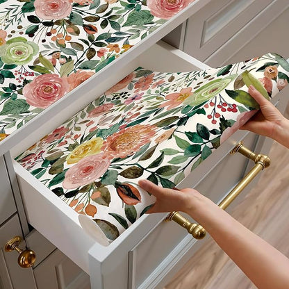 JiffDiff Floral Wallpaper Peel and Stick Removable Contact Paper Peony Roses - Image 8