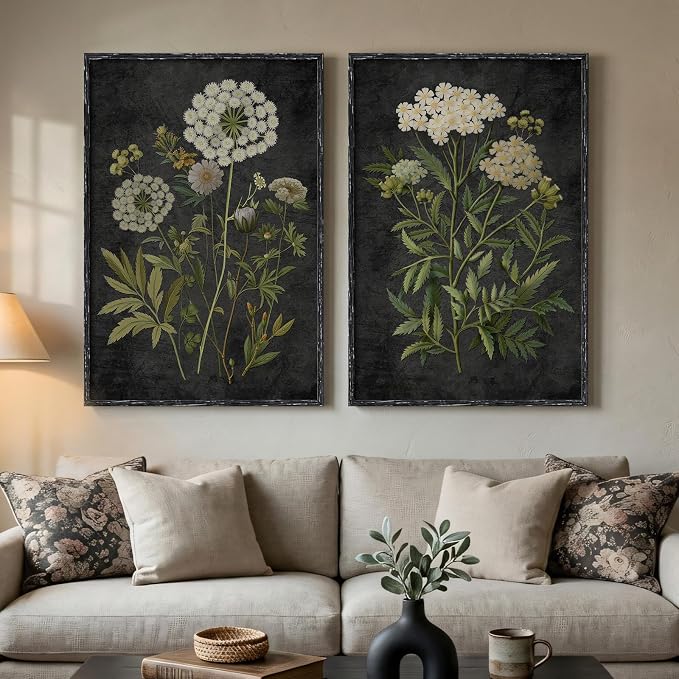 Large Framed Vintage Botanical Wall Art by Cuspin