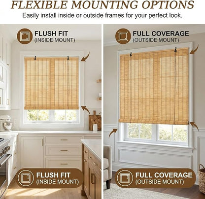 Glimer Bamboo Blinds for Interior Windows, Natural Roll Up Bamboo Shades for - Image 4