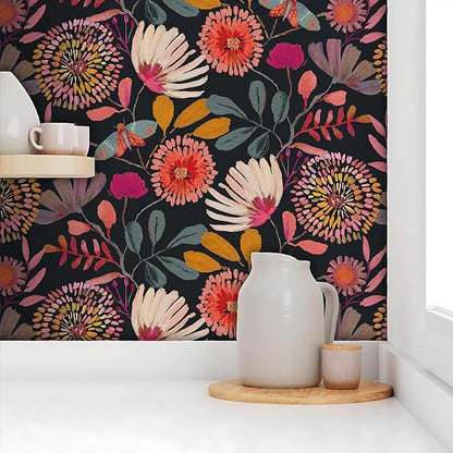 Wallpaper Peel and Stick Floral Wall Paper Removable Waterproof - Image 3